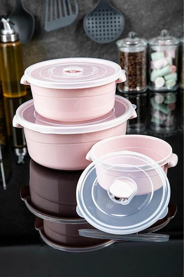 Plodna House 3'Lü Yuvarlak Mikrofresh Tencere Seti (0,5 L + 1 L + 2 L) - Image 1