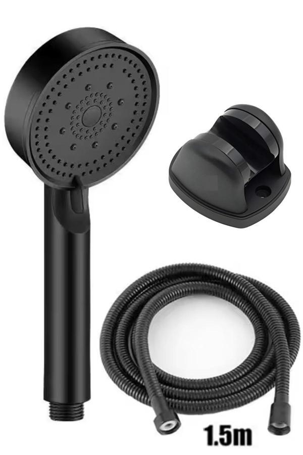 Plodna House Siyah Duş Başlığı Seti – 5 Fonksiyonlu | Yüksek Basınçlı | Su Tasarruflu | Vidalı Mafsallı Montaj - Image 1