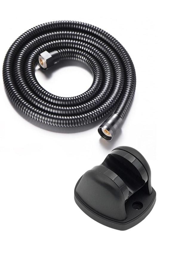 Plodna House Siyah 1,5M Örgülü Duş Hortumu Ve 90 Derece Ayarlanabilir Siyah Duş Askısı 2'Li Set - Image 1