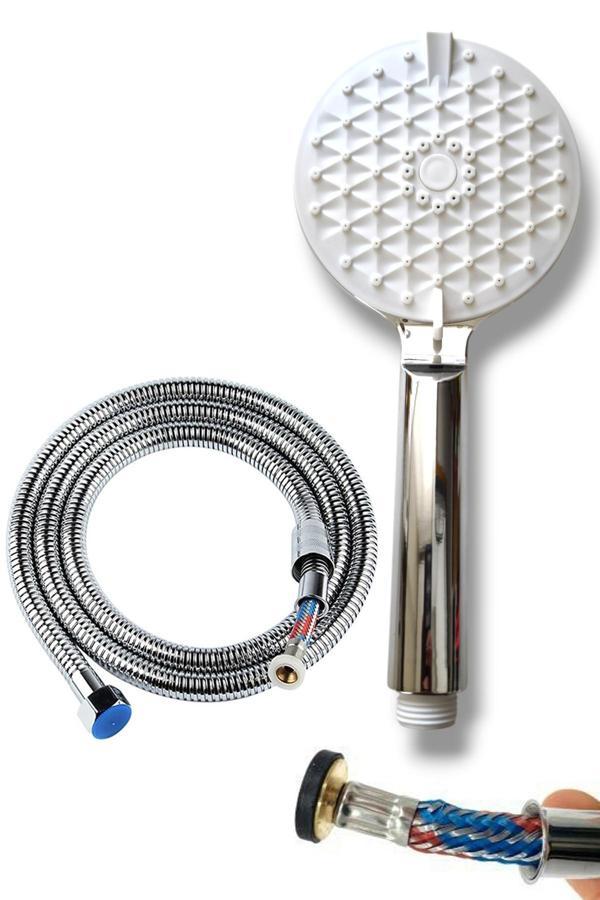 Plodna House Süper Tayzikli Yıkama Modlu Duş Başlığı Seti 150 Cm Çelik Örgülü Güçlendirilmiş Hortum - Image 1