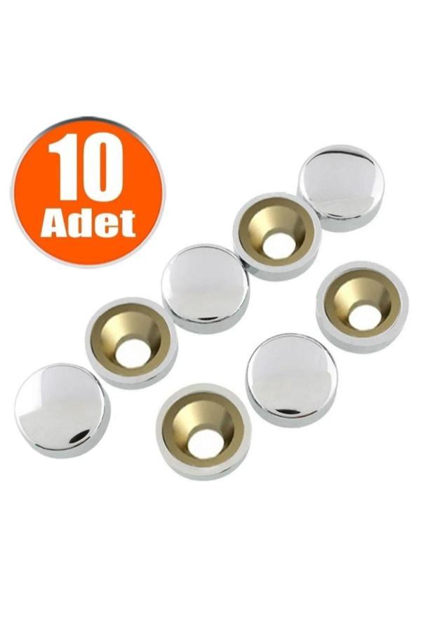 Plodna House Dekoratif Vida Kapağı Kapatıcı 15 Mm Parlak Krom Metal Vida Tapası Tıpası (10 Adet) - Image 1