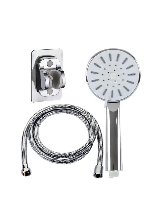 Plodna House 5 Fonksiyon Royal Duş Başlığı Kendinden Yapışkanlı Duş Askısı 1,5 Örgülü Krom Duş Hortumu Duş Seti - Image 1