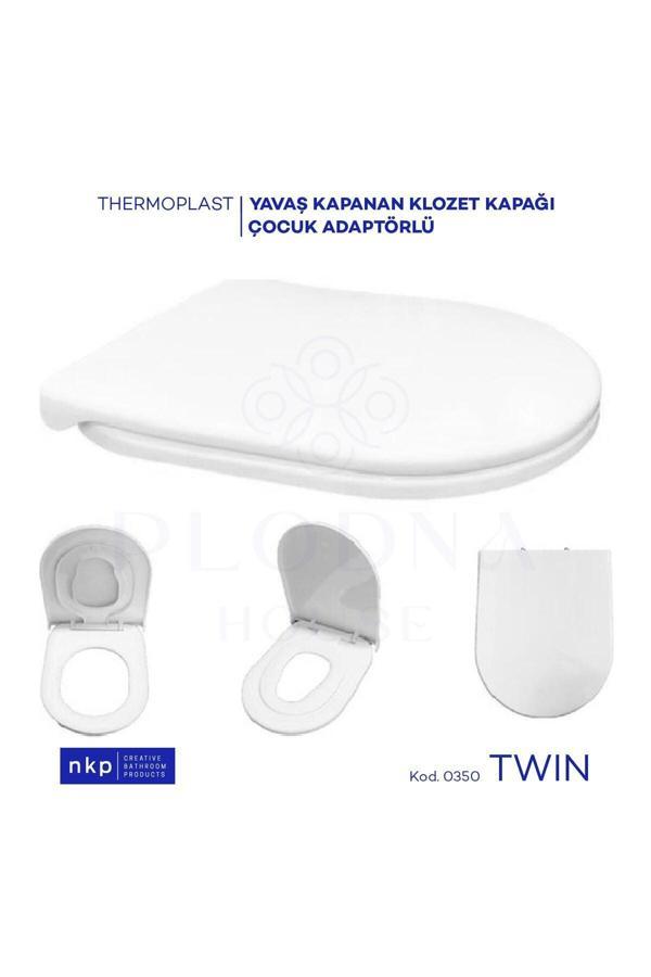 Plodna House Twin D-Form Çocuk Bebek Oturaklı Çift Kullanım Yavaş Kapanan Klozet Kapağı - Image 1