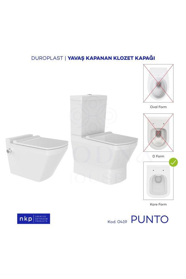 Plodna House Kare Duroplast Punto Yavaş Kapanan Klozet Kapağı - Image 1