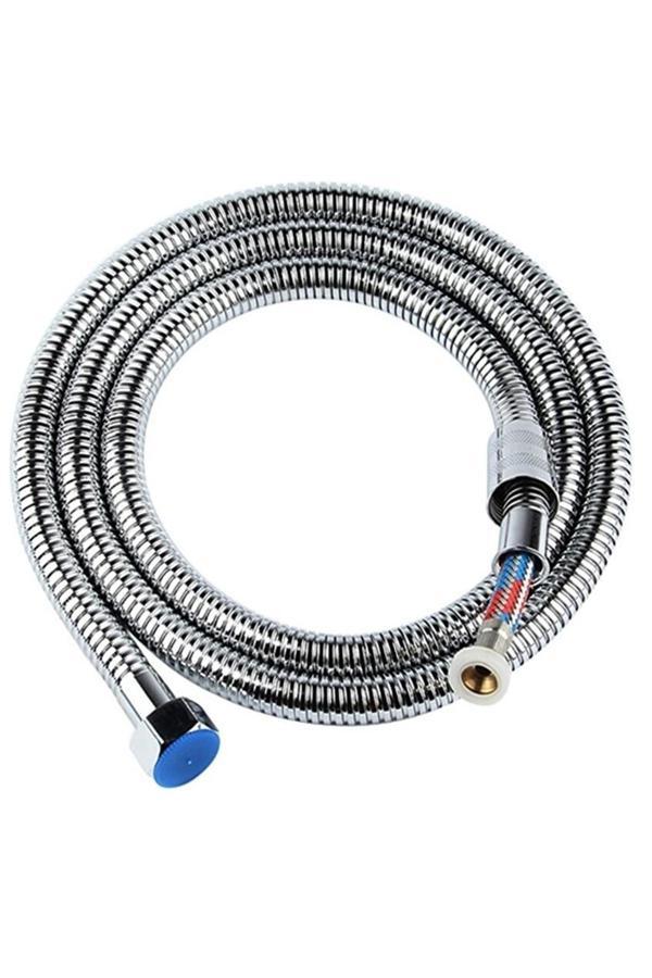 Plodna House Premium Kalite 150 Cm Çelik Örgülü Krom Kaplama Duş Hortumu Duş Spirali G 1/2" - Image 1