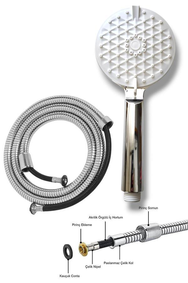 Plodna House Duş Seti Duş Başlığı Ve 150 Cm İp Örgülü Hortum - Image 1