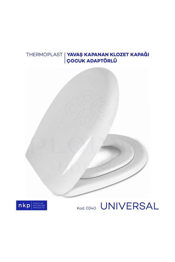 Plodna House Universal Çocuk Adaptörlü Çift Kullanım Yavaş Kapanan Klozet Kapağı Oval C Form - Image 1