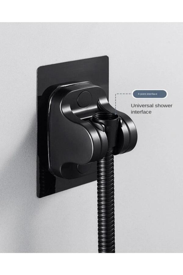 Plodna House Siyah Kendinden Yapışkanlı 15 Kg Taşıyabilen Nano Duş Başlığı Askısı Mafsal Kolay Temiz Kurulum - Image 1