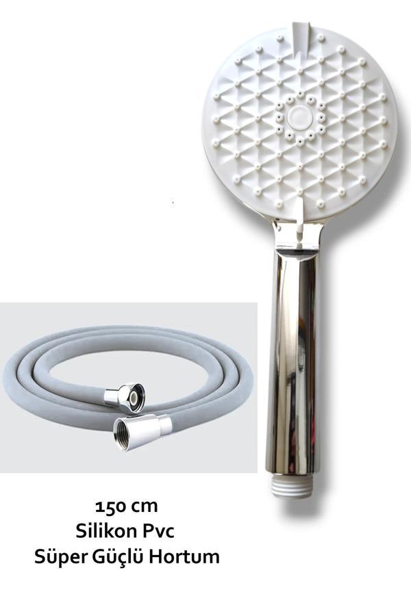 Plodna House Dmt Duş Seti Duş Başlığı Ve 150 Cm Gri Silikon Güçlendirilmiş Hortum - Image 1