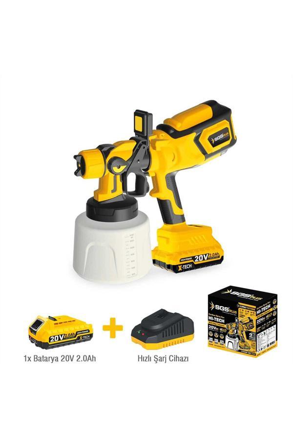 SGS 5460 20V 2Ah Akülü Boya Püskürtme Tabancası 1400 ml Hazne 3 Nozullu LED Işıklı - Image 1