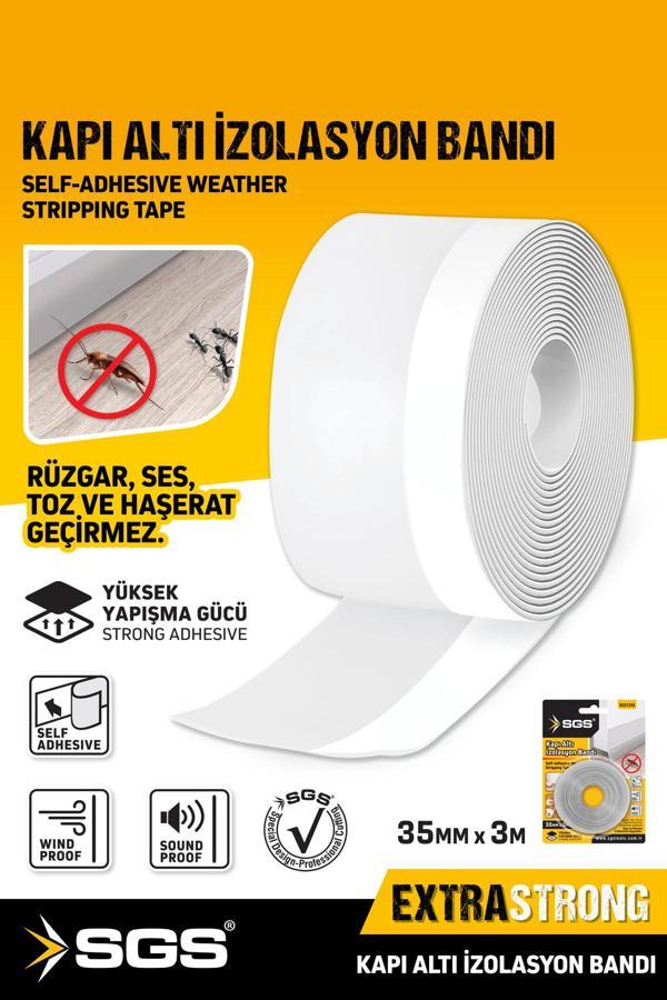 SGS 1243 Kapı Altı Rüzgar Önleyici ve Ses Yalıtım Bandı 35mm x 3m Kendinden Yapışkanlı - Image 1