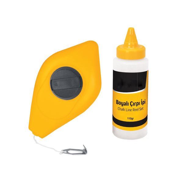 Altınmakas Firstmaster Plastik Hazneli Boyalı Çırpı Çizim İpi İnşaat Marangoz İp 30 Metre Mavi Tebeşir Boya - Image 1