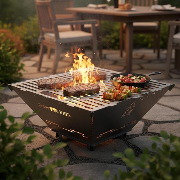 Kamp Ayısı® FireNest™: Core Ateş Çukuru Taşınabilir Ateş Çukuru Seti - 3mm Karbon Çelik, 1.5mm Paslanmaz Izgara, Çantalı - Image 1