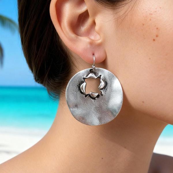 Kurşun Deliği Şekilli Kadın Küpe Çift Adet Gümüş Kaplama El Yapımı Küpe - Image 1