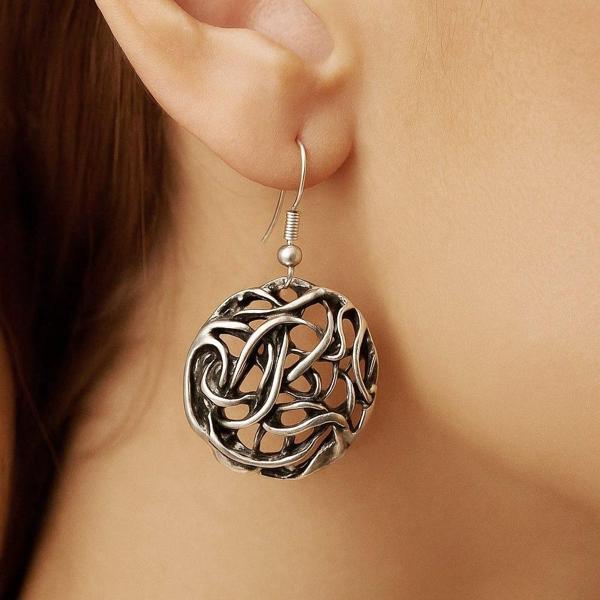 Sarmal Şekilli Kadın Küpe Çift Adet Gümüş Kaplama El Yapımı Küpe - Image 1