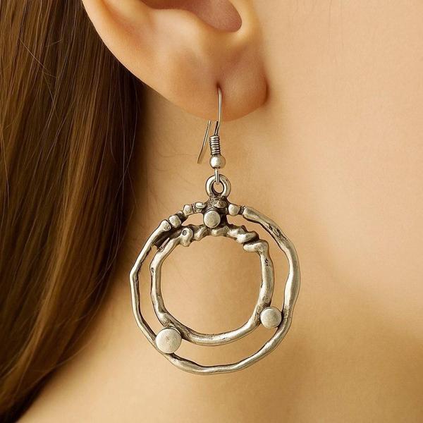 İnce Çember Şekilli Kadın Küpe Çift Adet Gümüş Kaplama El Yapımı Küpe - Image 1