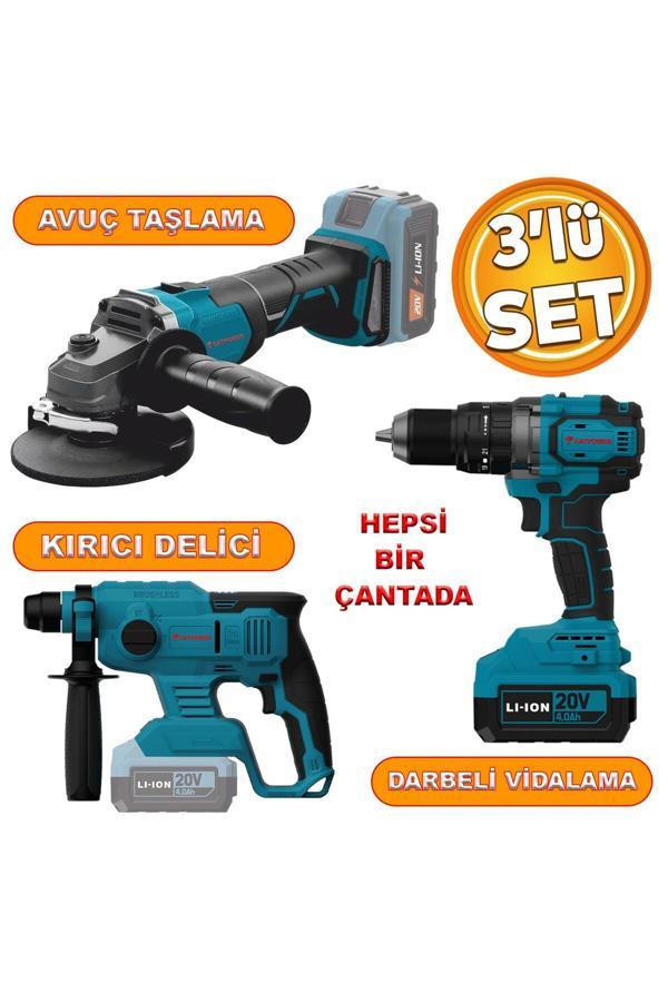 Catpower 4235 Akülü Kömürsüz Li-İon 20 V 4.0 Ah Batarya Avuç Taşlama Kırıcı Delici Darbeli Vidalama - Image 1