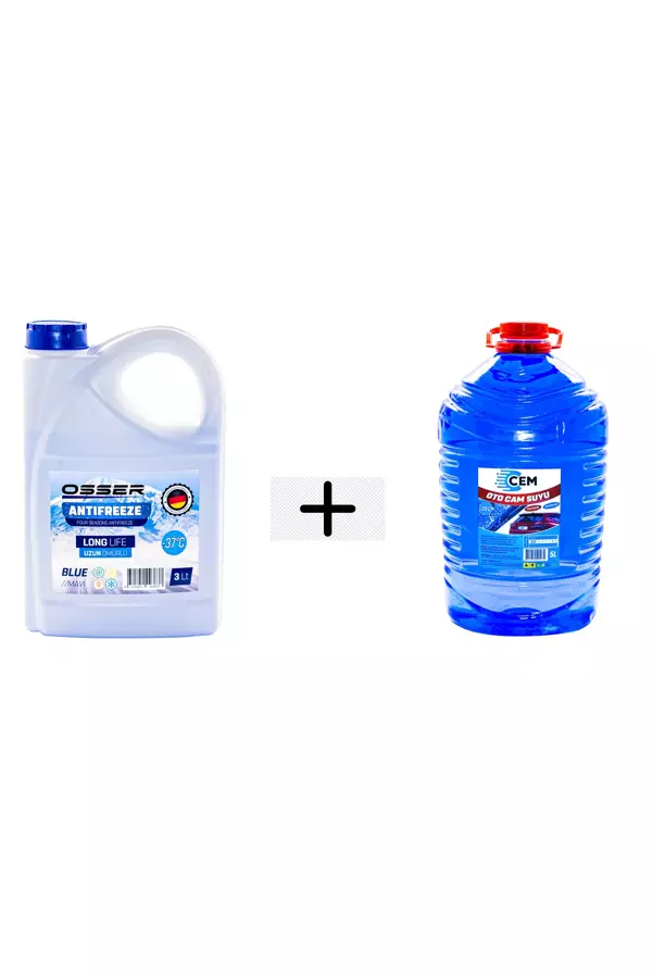 CEM CAR CARE Kışlık Set (Cam Suyu 5 Lt Antifrizli -20 Derece +Mavi Antifriz 3 Lt -37 Derec - Image 1