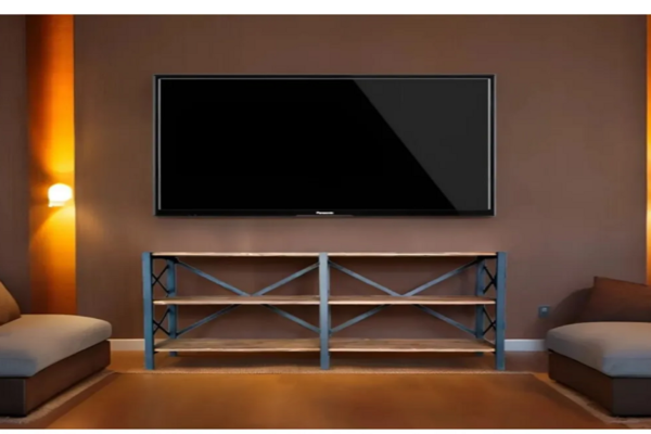 Umutpark çok amaçlı metal ayaklı masif ahşap  kitaplık raf tv. ünitesi. - Image 1