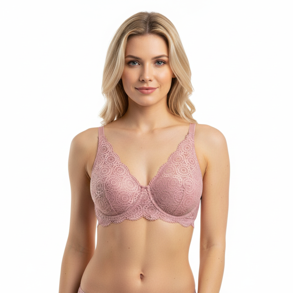 Kadın Dantelli Toparlayacı Gül Kurusu Renk Sütyen BB2025 - Image 1