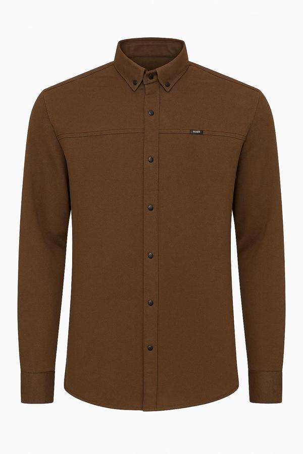 Yxc Uzun Kol Slim Fit Erkek Örme Gömlek - 7437 - Image 1