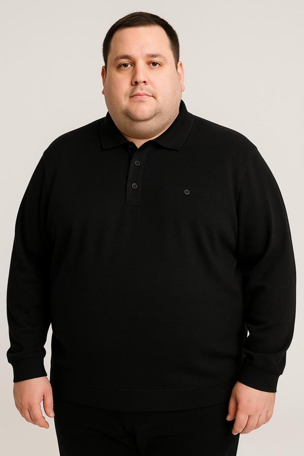 Ercan Büyük Beden Erkek Polo Yaka Uzun Kol Sweatshirt - 7417 - Image 1