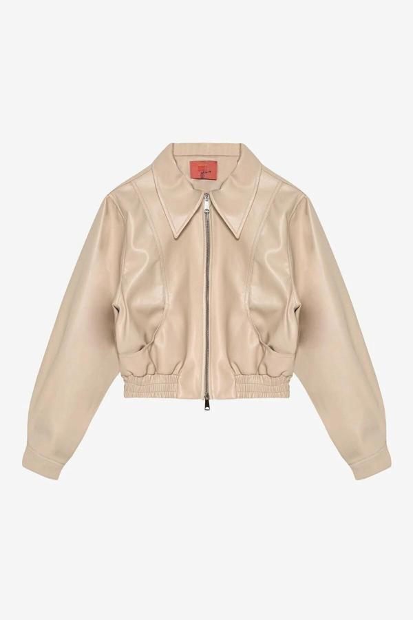 Quzu  Cep Detaylı Kadın Deri Ceket - Image 1