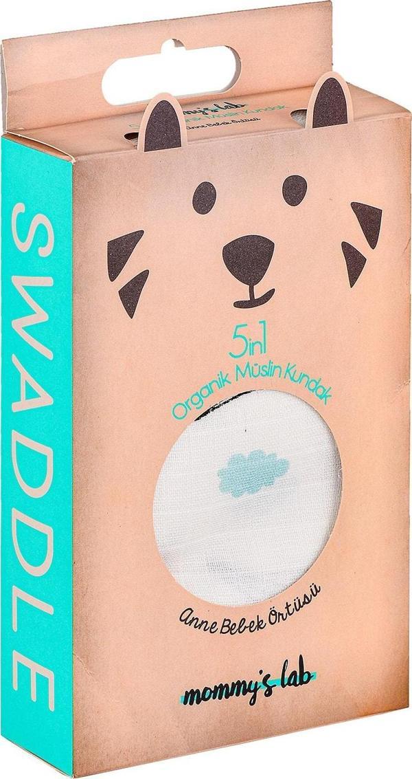 Mommyslab 5in1 Müslin Organik Kundak & Anne Bebek Örtüsü 120x120 Set - Animals - Image 1