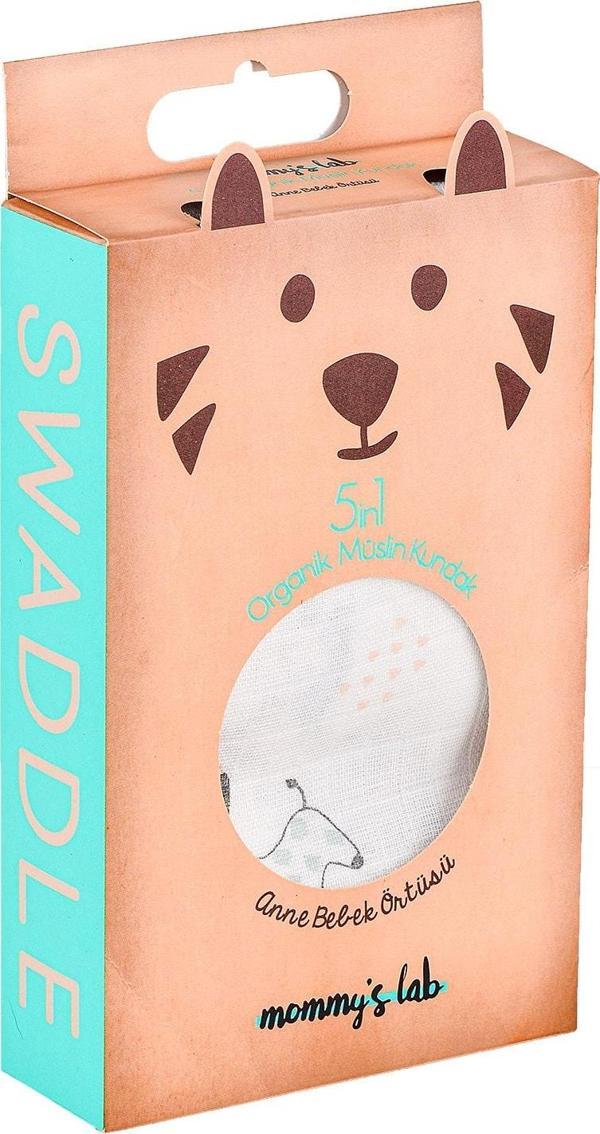 Mommyslab 5in1 Müslin Organik Kundak & Anne Bebek Örtüsü 120x120 Set - Ice Cream - Image 1
