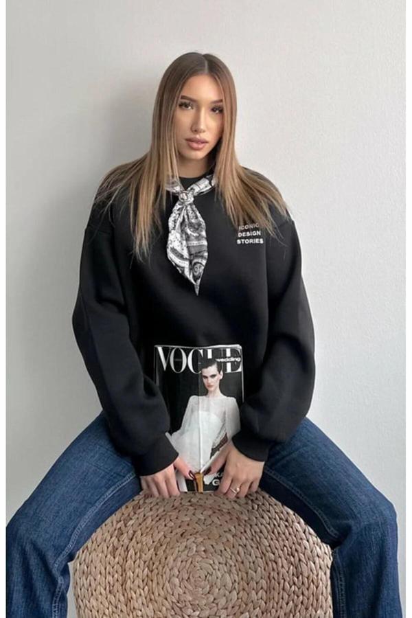 Quzu Fular Detaylı Kadın Sweatshirt - Image 1