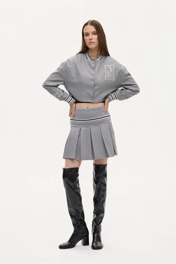 Quzu Ribana Detaylı Pileli Etek - Image 1