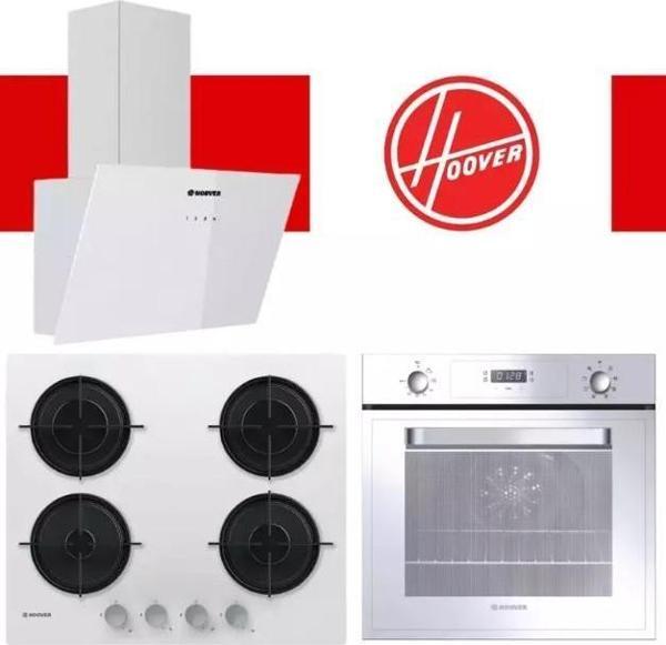 Hoover 3Lu Beyaz Cam Ankastre Set (Hot3051Wı/E Fırın/Hvw6Mw Setustu Ocak/Hdg6C1Gwtk/1 Davlumbaz) - Image 1