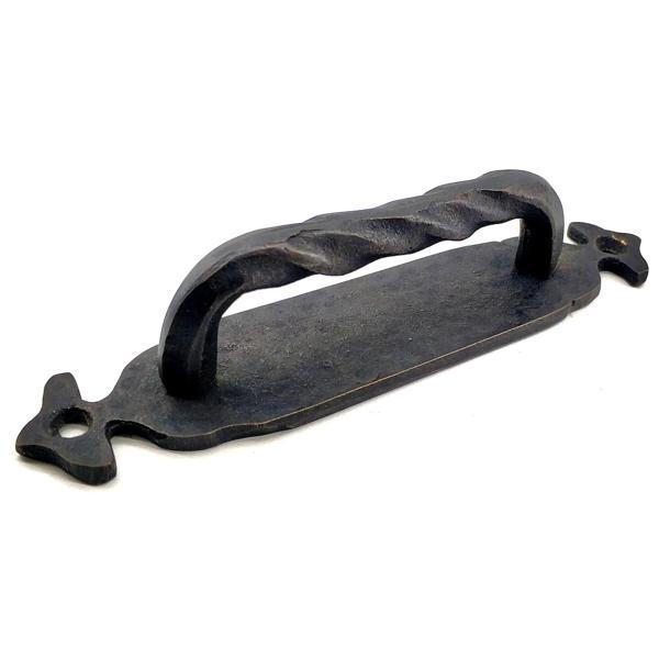 Antika Tarz Dekoratif Pirinç Burgulu Çekme Kol - 148x33 Mm, Oksit - Image 1