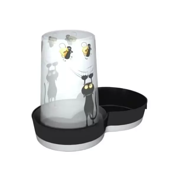 Moderna Kedi Fare Desenli Kedi ve Küçük Irk Köpek için Plastik Su Kabı 1.5 Lt - Image 1