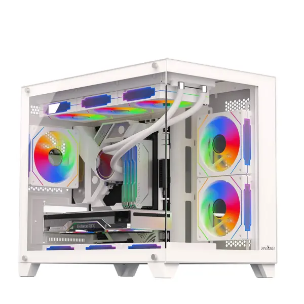 James Donkey Stark S700 3xARGB Temperli Cam 650W 80+ Bronze mATX Beyaz Gaming (Oyuncu) Kasa - Image 1