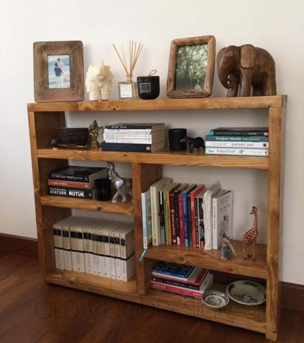 Umut park masif ahşap özel tasarım kitaplık. - Image 1