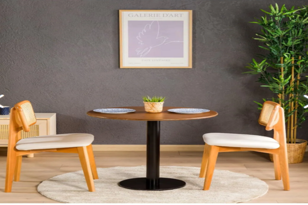 Umut park metal ayaklı ahşap bistro mutfak masası. - Image 1