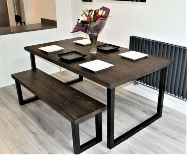 Umut park metal ahşap mutfak masası ve bench. - Image 1