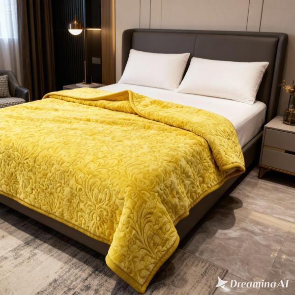 ELEGANT EMBOSS ÇİFT KİŞİLİK İSPANYOL BATTANİYE HARDAL - Image 1