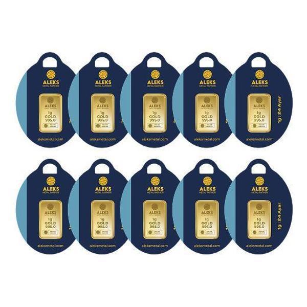 AgaKulche 24 Ayar 10 Adet 1 gr 995 AMR Külçe Altın - Image 1