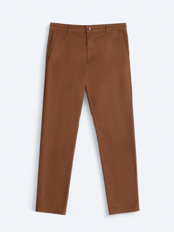 Deve Tüyü Düz Dokuma Regular Fit Casual Pamuk Karışımlı Pantolon - Image 1