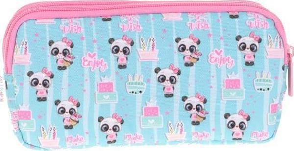 Kaukko Kids Love 3 Bölmeli Kalem Çantası Sweet Panda L8116 - Image 1