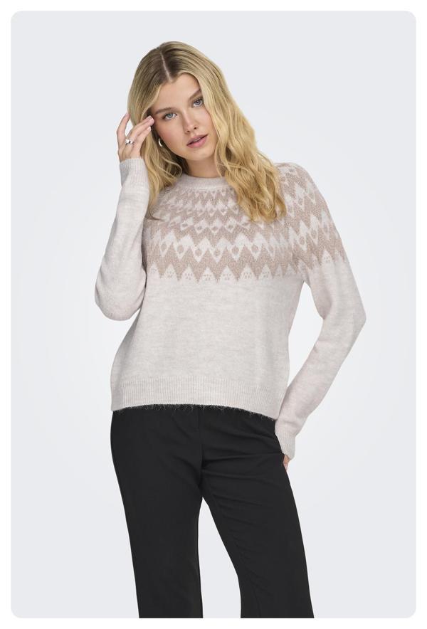 ONLY ONLFRY LS JQ Glitter O-Neck Kadın Triko Kazak – Simli, Uzun Kollu, Yuvarlak Yaka  - Image 1