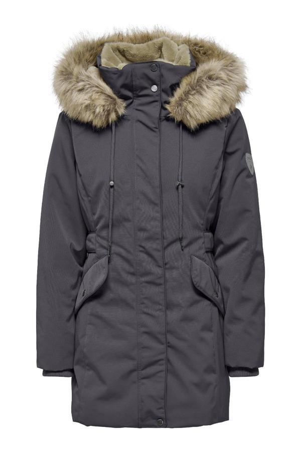 Kadın Only ONLNEWPRISKA Parka – Kapüşonlu, Suni Kürklü, Uzun Kollu, Siyah Kışlık Mont  - Image 1