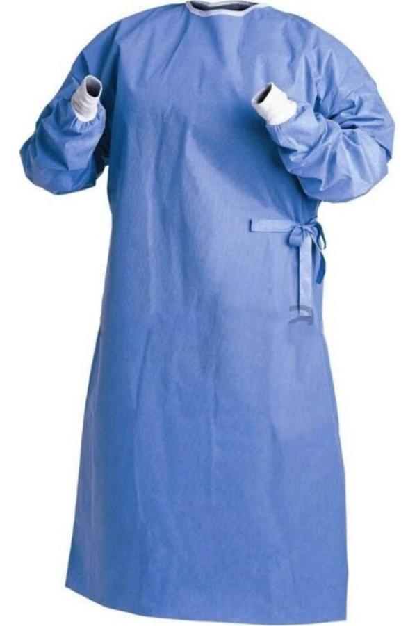 Kavele Cerrahi Önlük Mavi-Cerrahi Kıyafet-Hasta Cerrahi Önlük-Box Önlüğü 100'Lü - Image 1