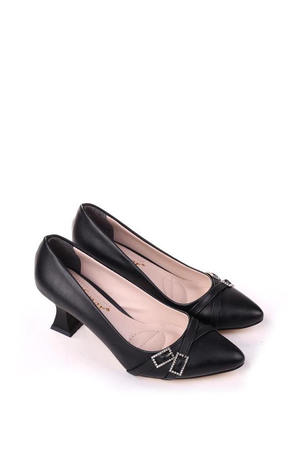 Papuç Sepeti 830 Kadın 6 cm Topuklu Taşlı & Tokalı Klasik Ayakkabı - Image 1