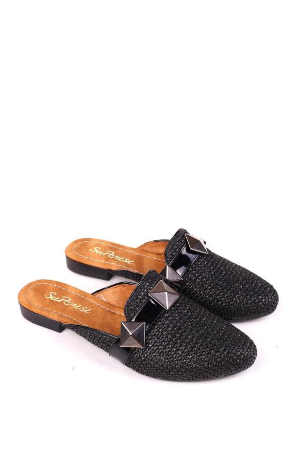 Papuç Sepeti 1860 Hasır Örme Desenli Günlük Kadın Terlik - Image 1