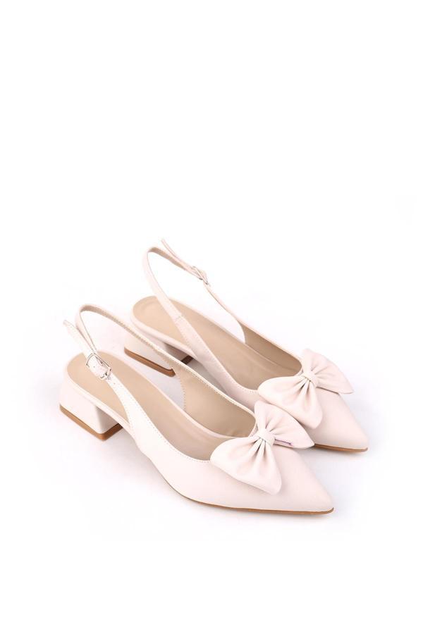 Papuç Sepeti MR150 Kadın Fiyonklu 4,5 Cm Topuklu Ayakkabı - Image 1