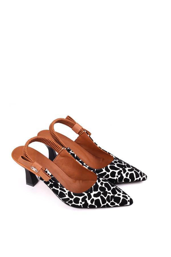 Papuç Sepeti 154 Kadın 8 Cm Topuklu Arkası Açık Stiletto Ayakkabı - Image 1