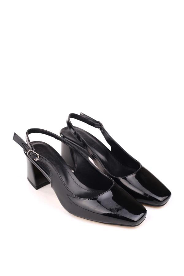 Papuç Sepeti 5510-1 Kadın 6 Cm Kare Topuklu Rahat Rugan Ayakkabı - Image 1